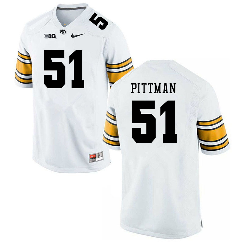 Men #51 Jeremiah Pittman Iowa Hawkeyes College Football Jerseys Sale-White